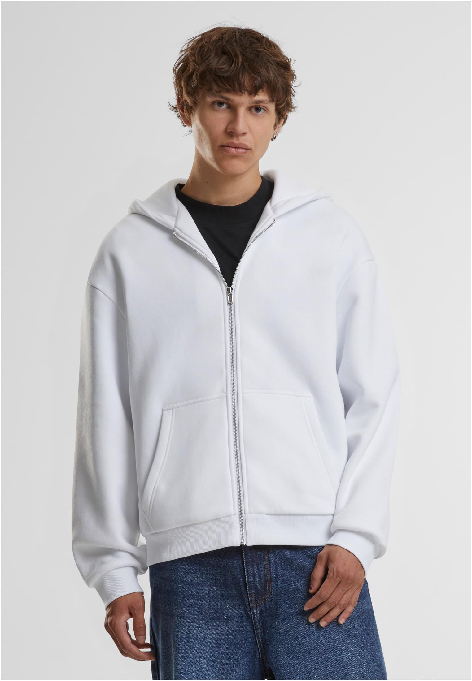 Fluffy Zip Hoody white | white