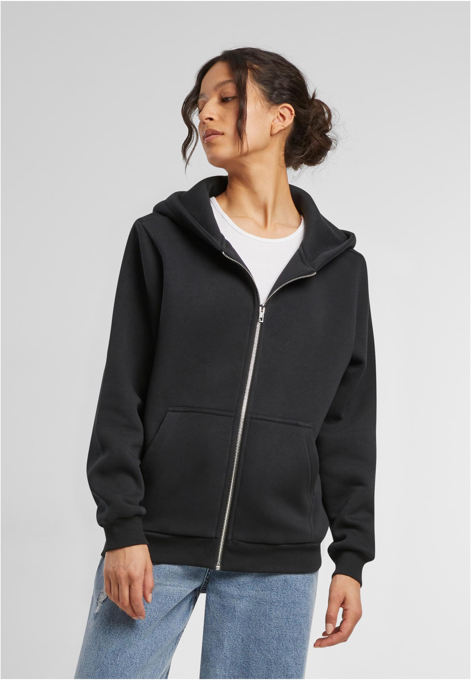 Ladies Fluffy Zip Hoody black | black