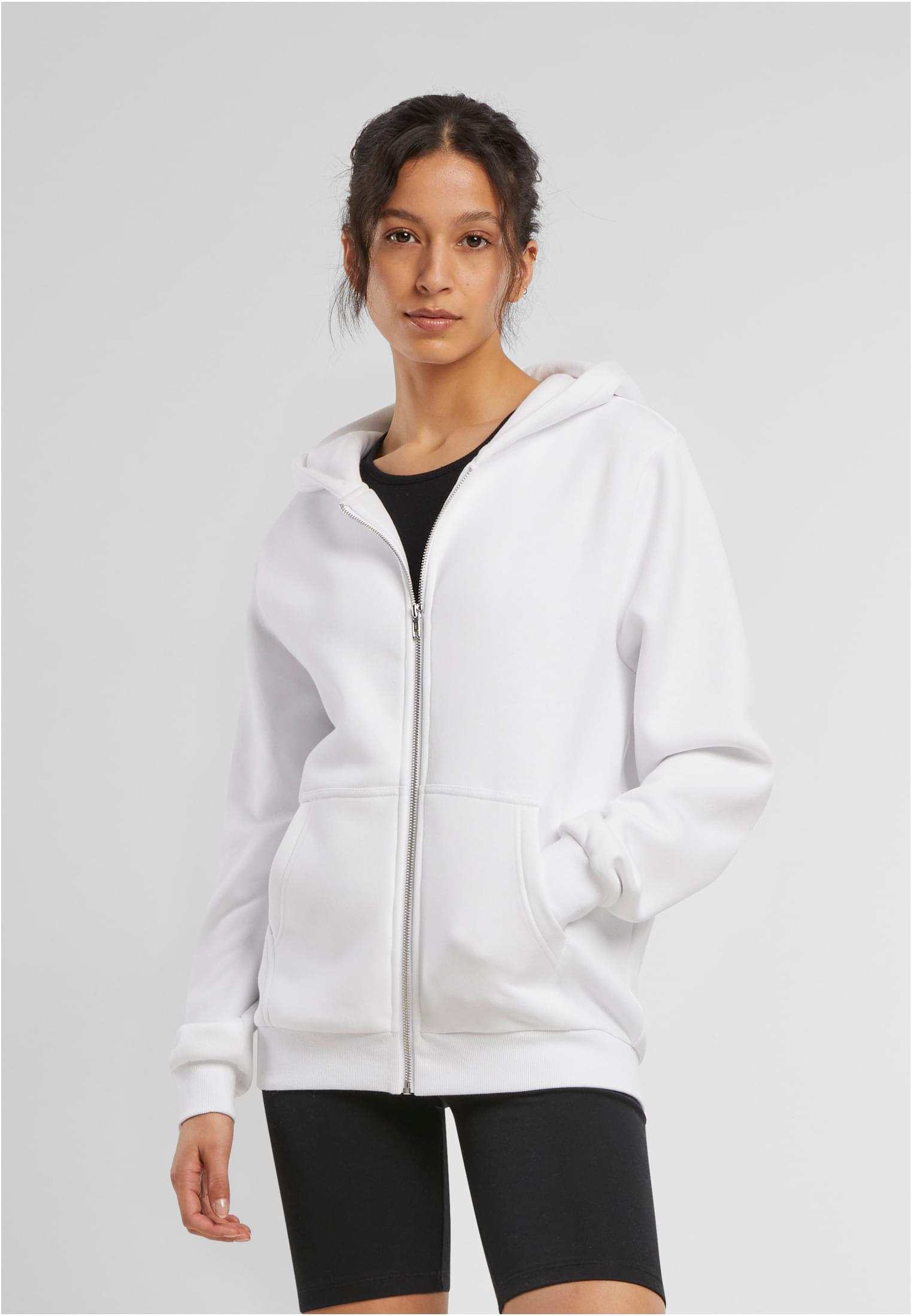 Ladies Fluffy Zip Hoody white | white