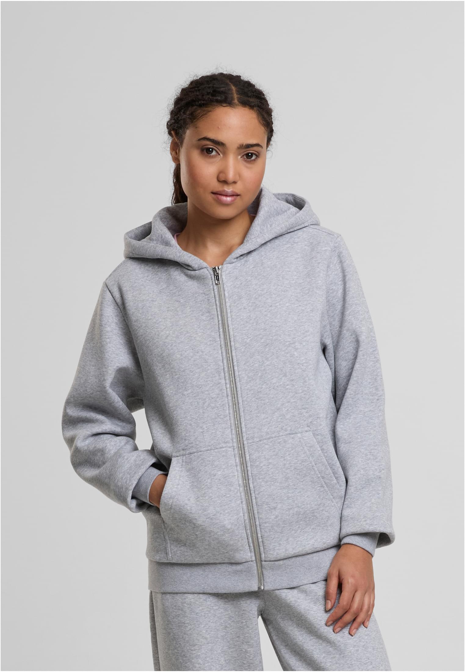 Ladies Fluffy Zip Hoody heathergrey | heathergrey