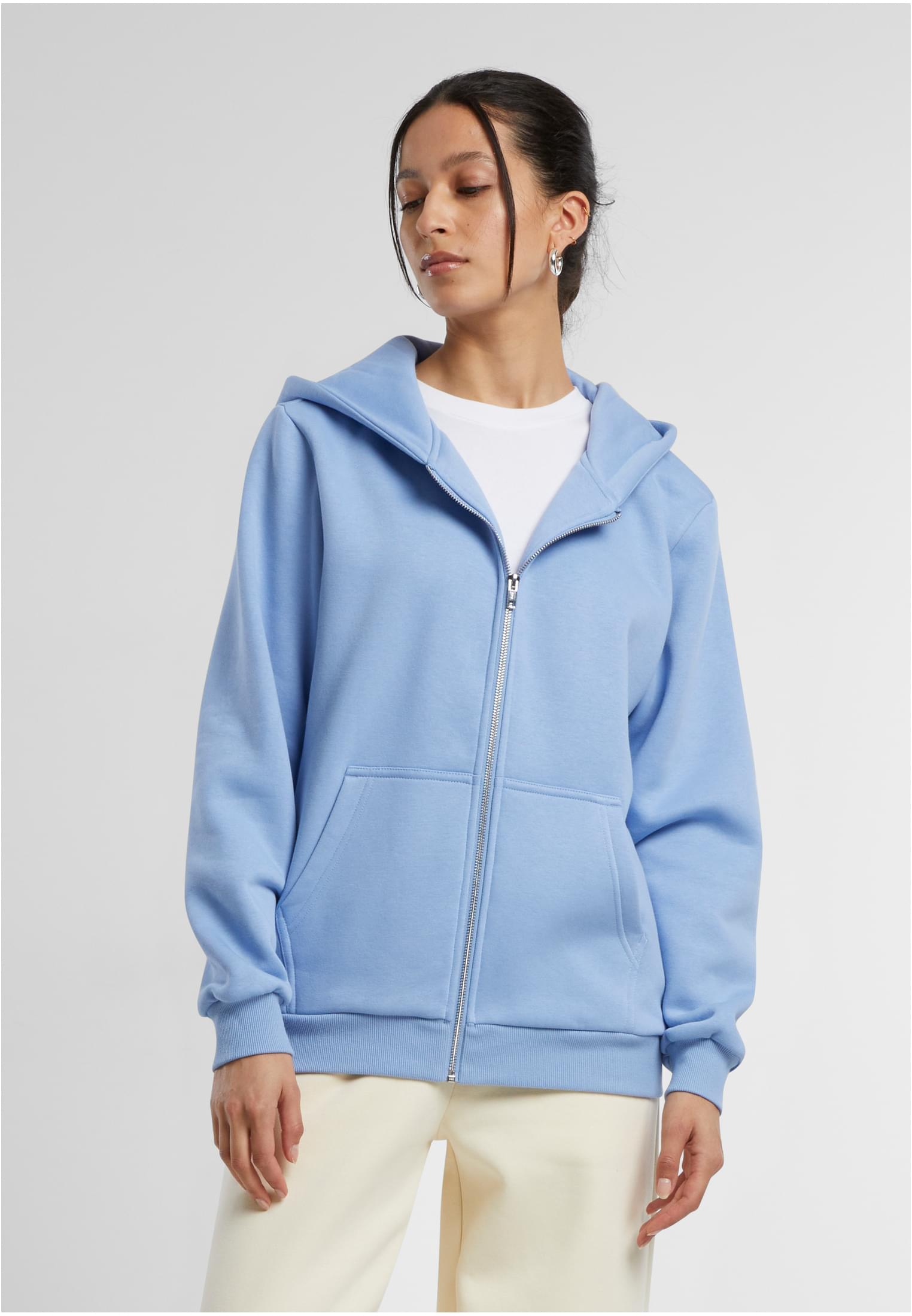 Ladies Fluffy Zip Hoody powderblue | powderblue