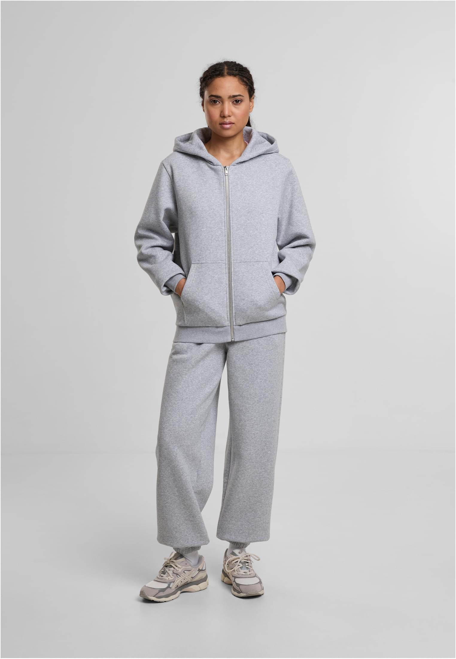 Ladies Fluffy Zip Hoody heathergrey | heathergrey