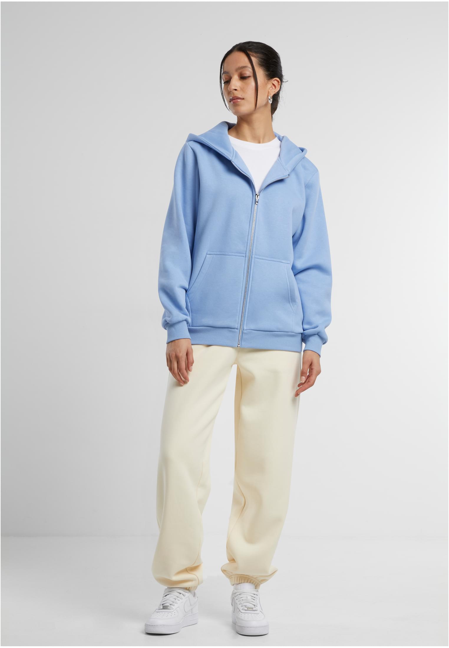 Ladies Fluffy Zip Hoody powderblue | powderblue