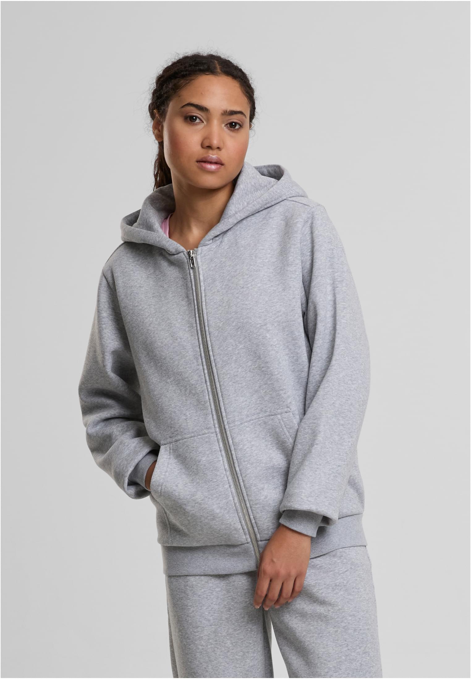 Ladies Fluffy Zip Hoody heathergrey | heathergrey