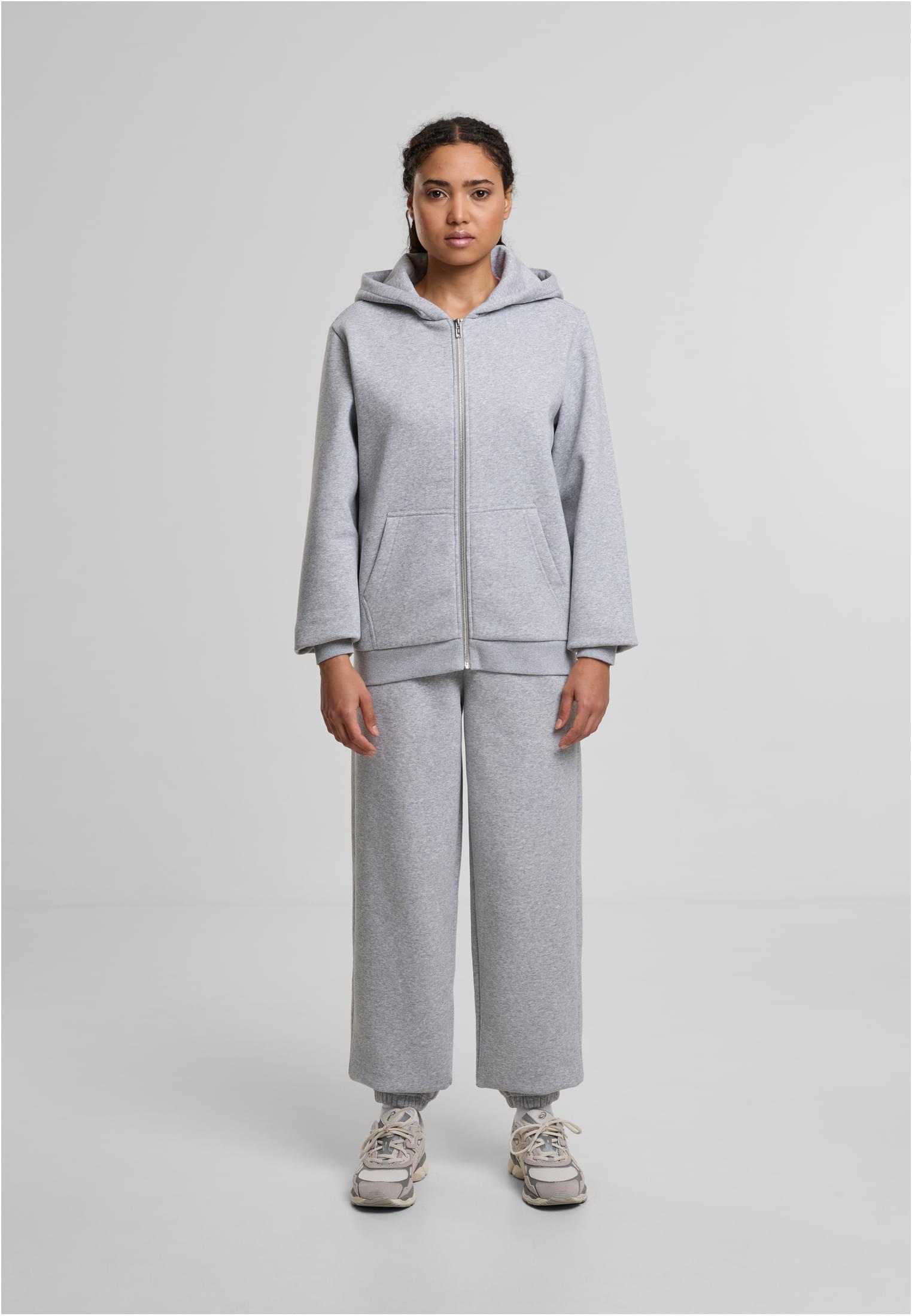 Ladies Fluffy Zip Hoody heathergrey | heathergrey