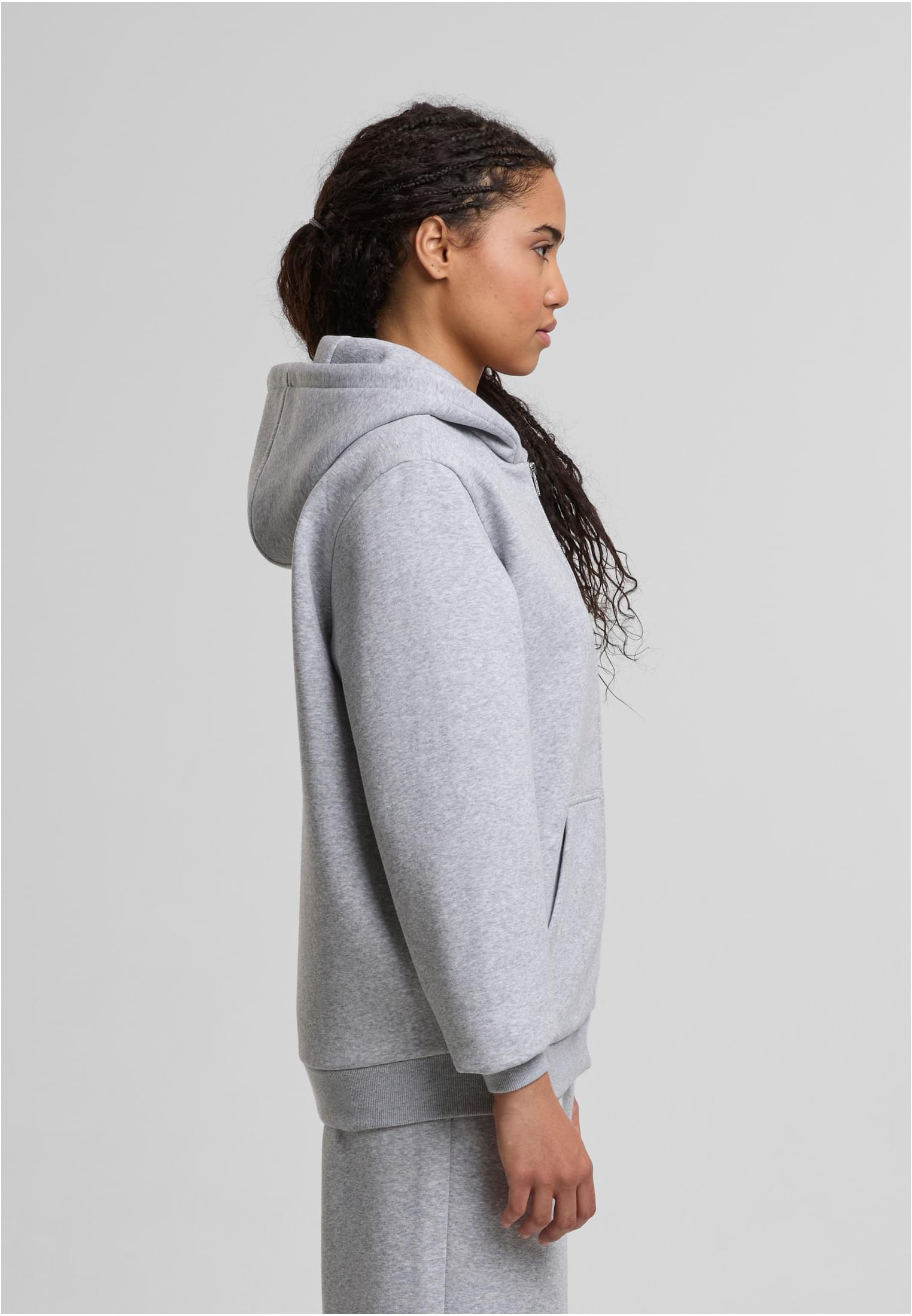 Ladies Fluffy Zip Hoody heathergrey | heathergrey