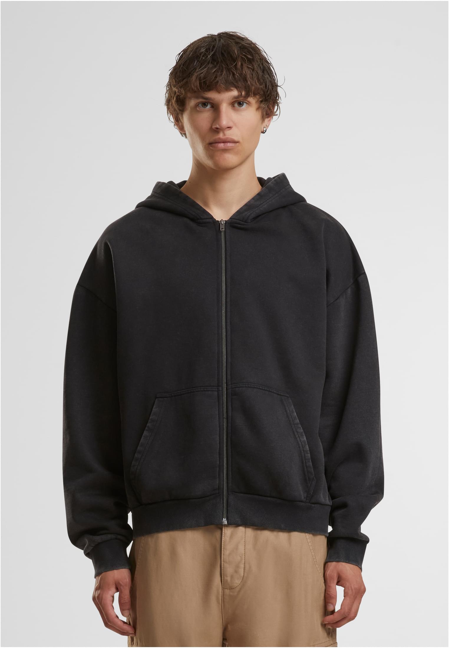 Vintage Heavy Zip Hoodie black | black