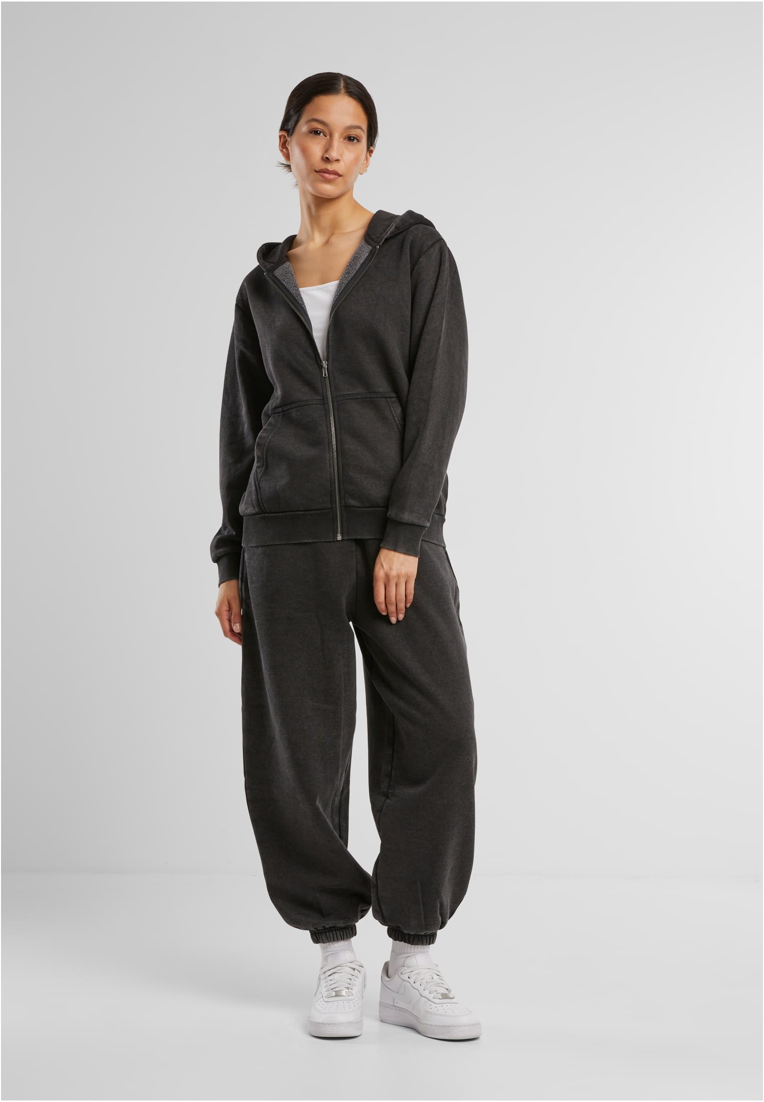 Ladies Vintage Heavy Zip Hoody black | black