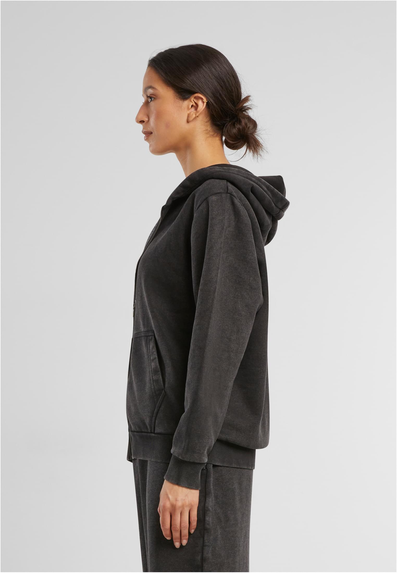 Ladies Vintage Heavy Zip Hoody black | black