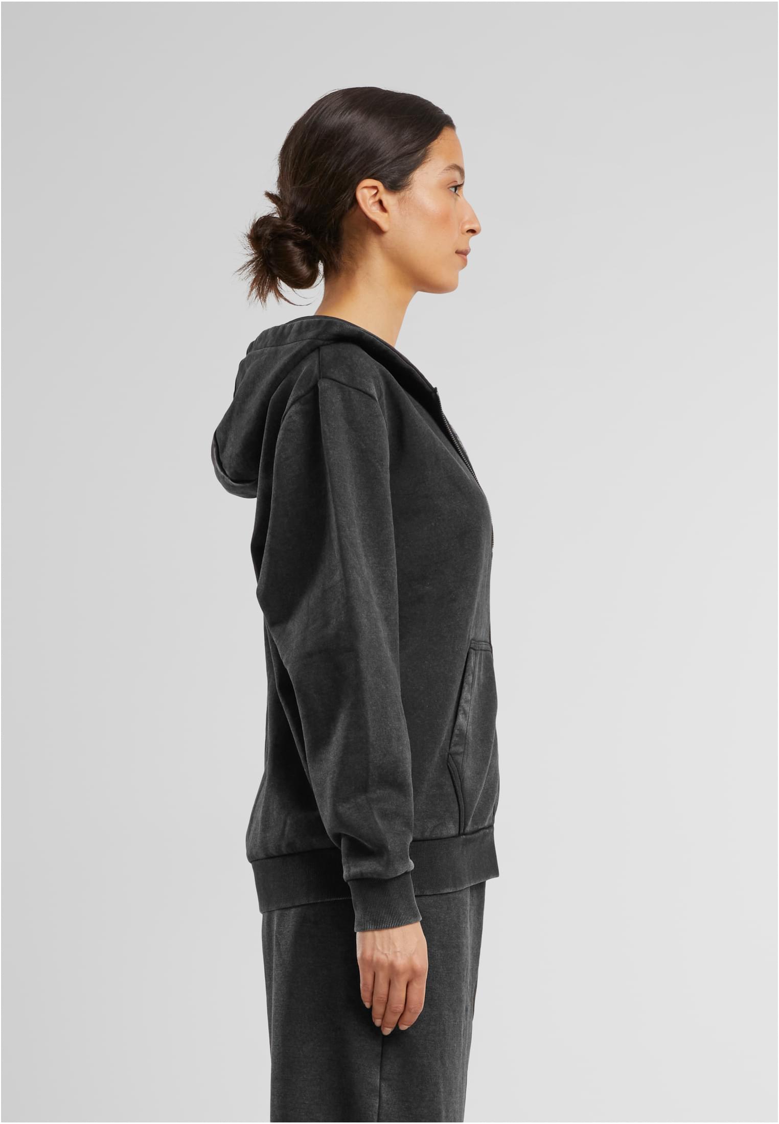Ladies Vintage Heavy Zip Hoody black | black