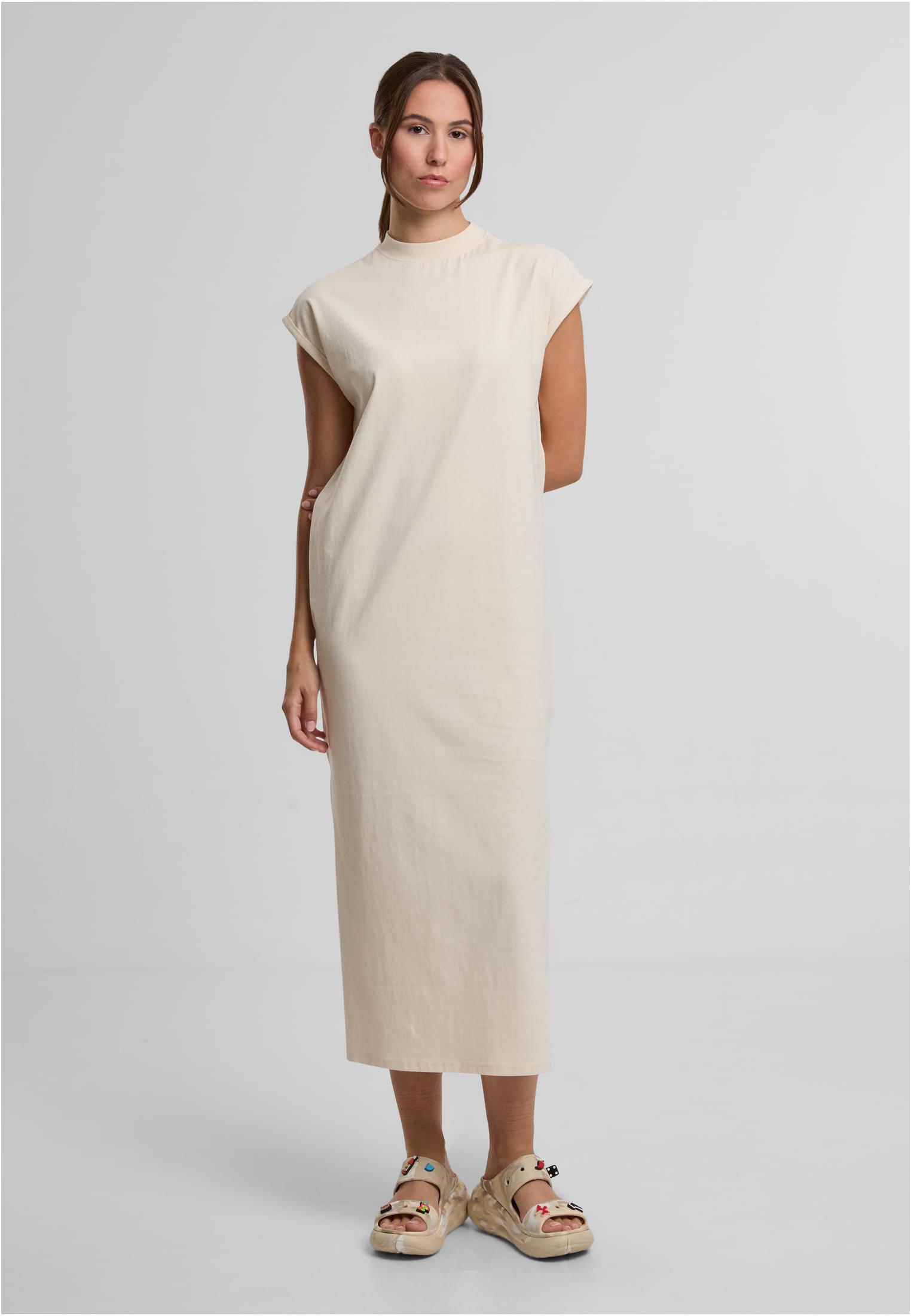 Ladies Long Extended Shoulder Dress whitesand | whitesand