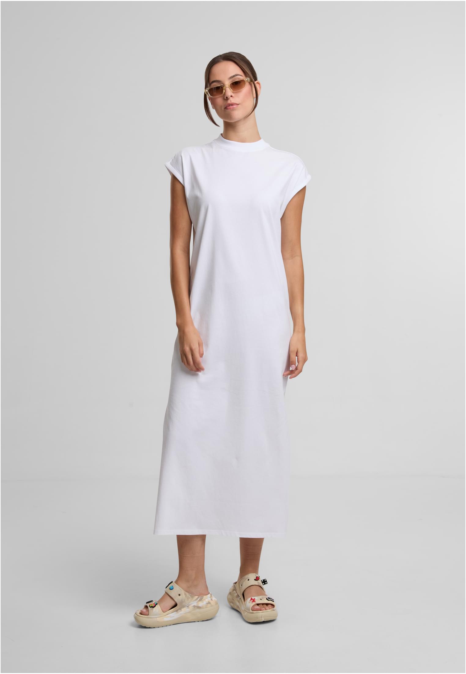 Ladies Long Extended Shoulder Dress white | white