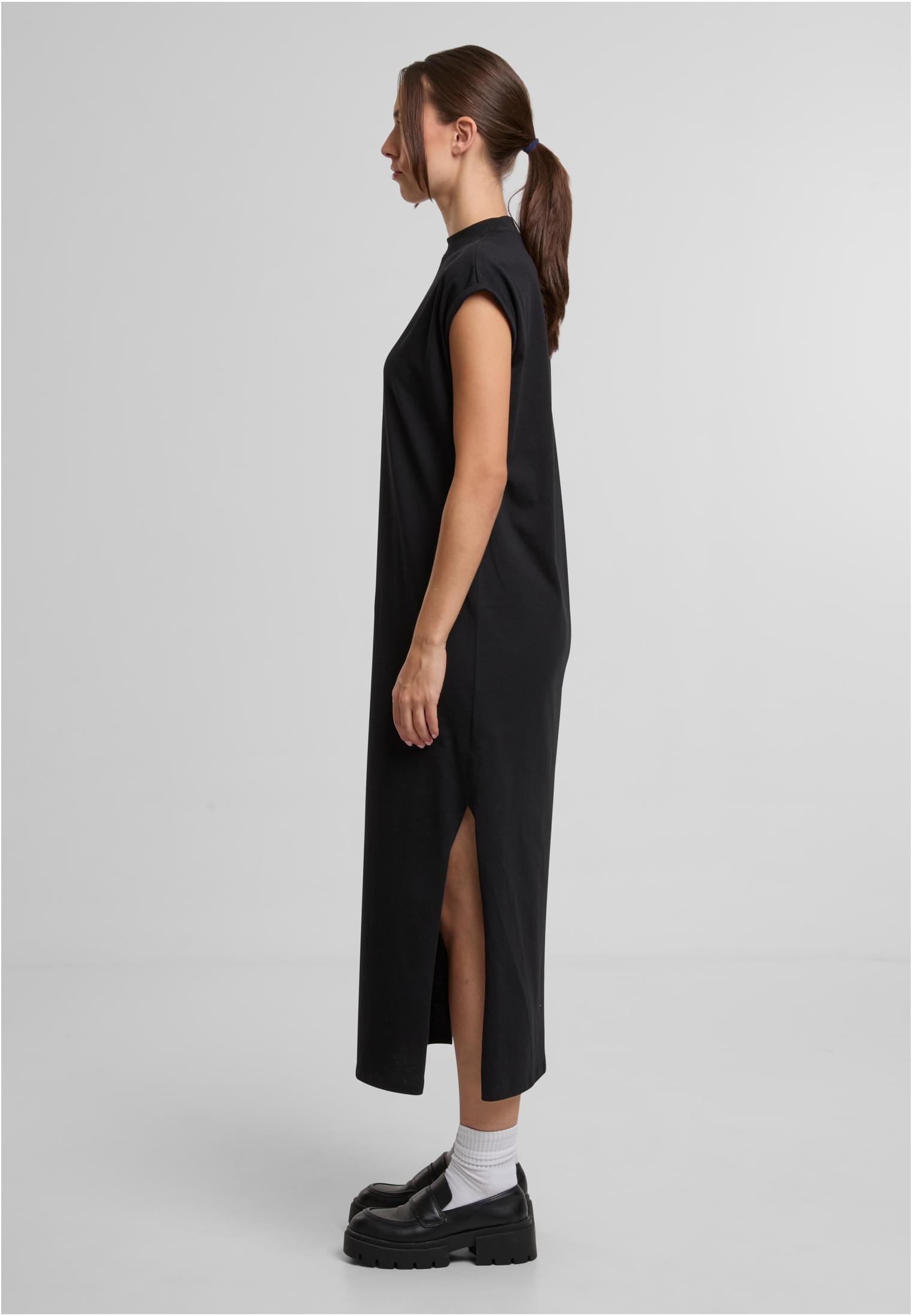 Ladies Long Extended Shoulder Dress black | black