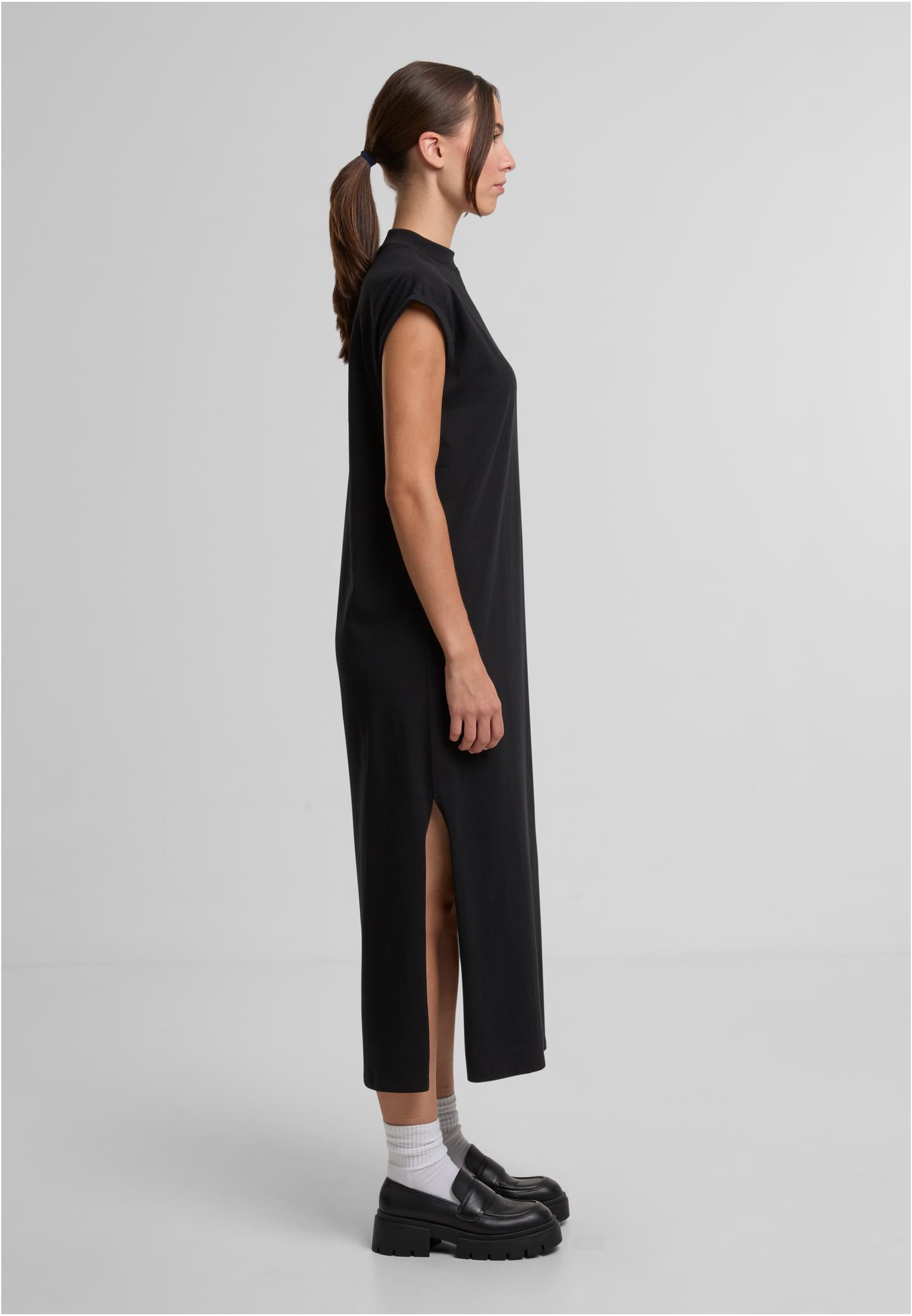 Ladies Long Extended Shoulder Dress black | black