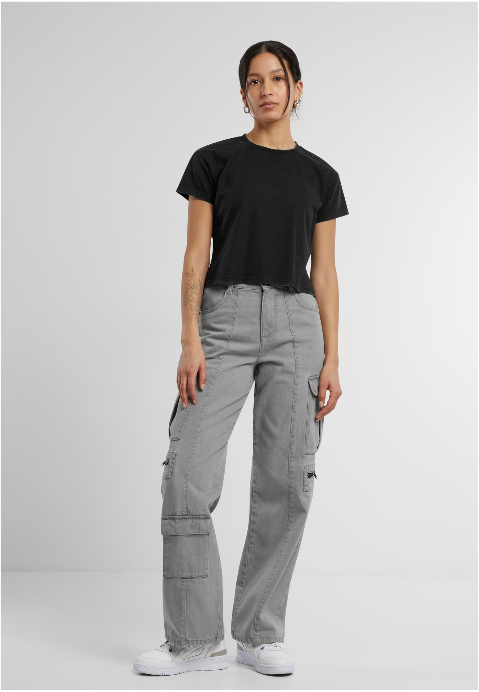Ladies Vintage Cropped Tee black | black