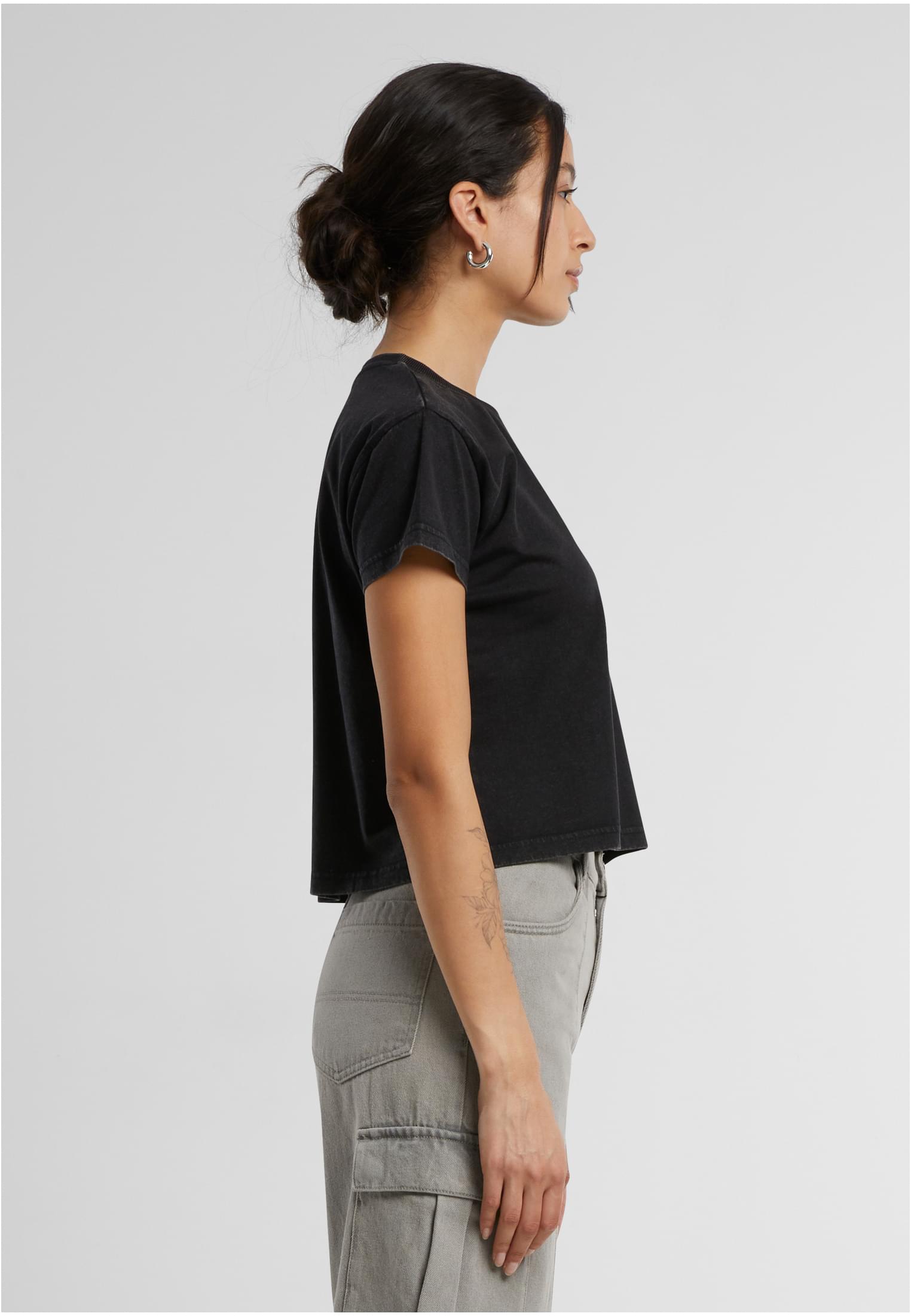 Ladies Vintage Cropped Tee black | black