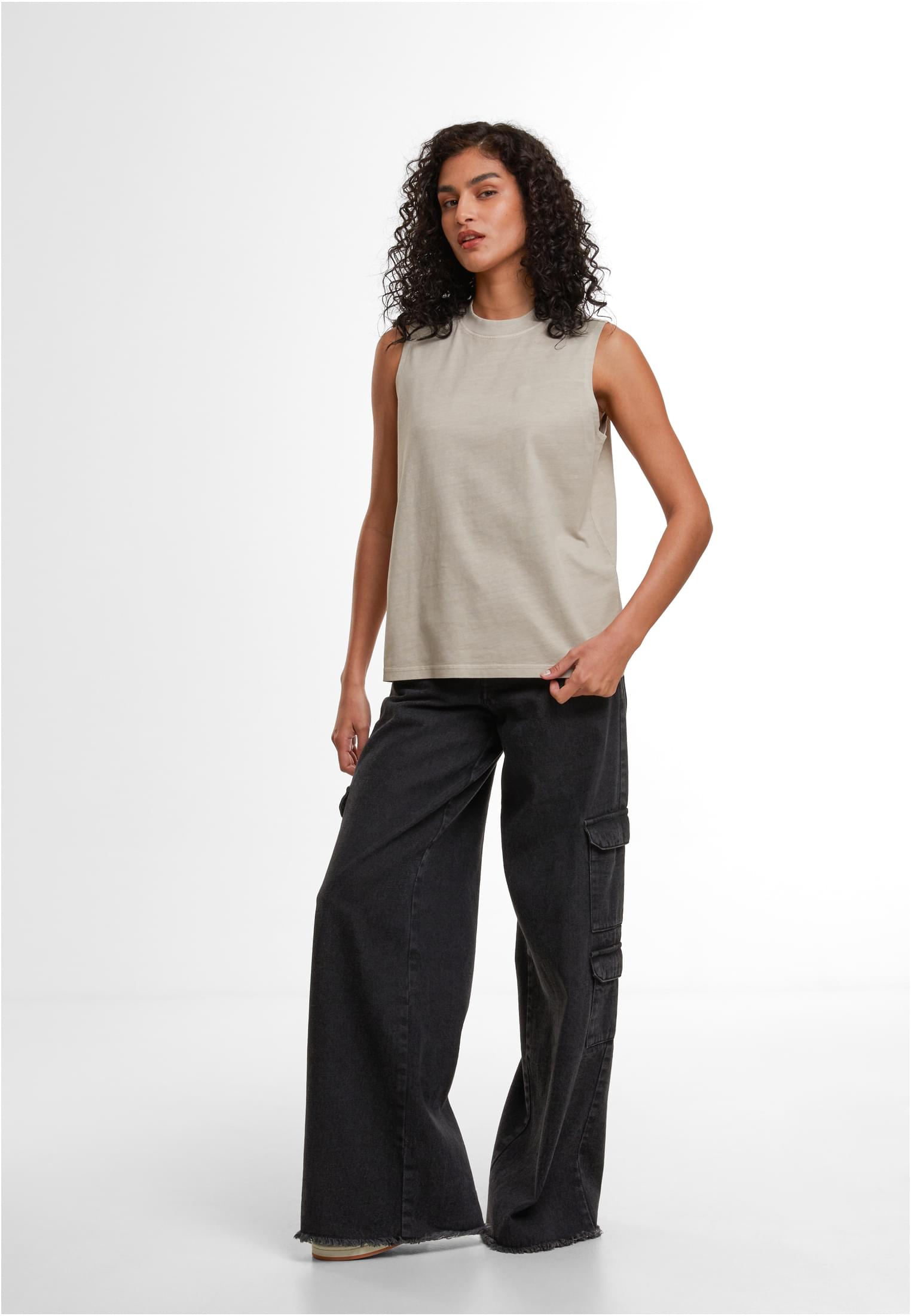 Ladies Vintage Washed Sleeveless Tee chalkdust | chalkdust
