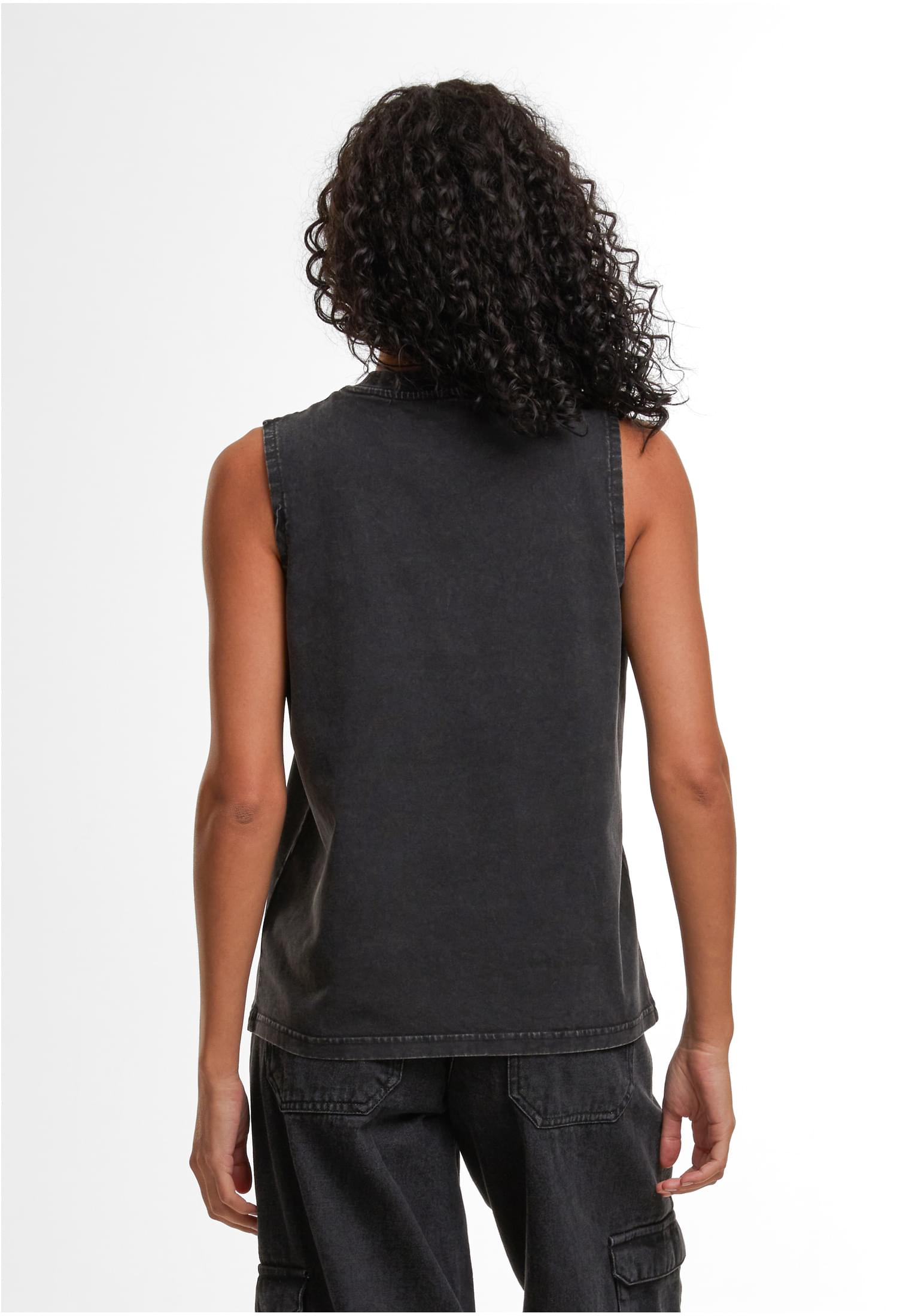 Ladies Vintage Washed Sleeveless Tee black | black