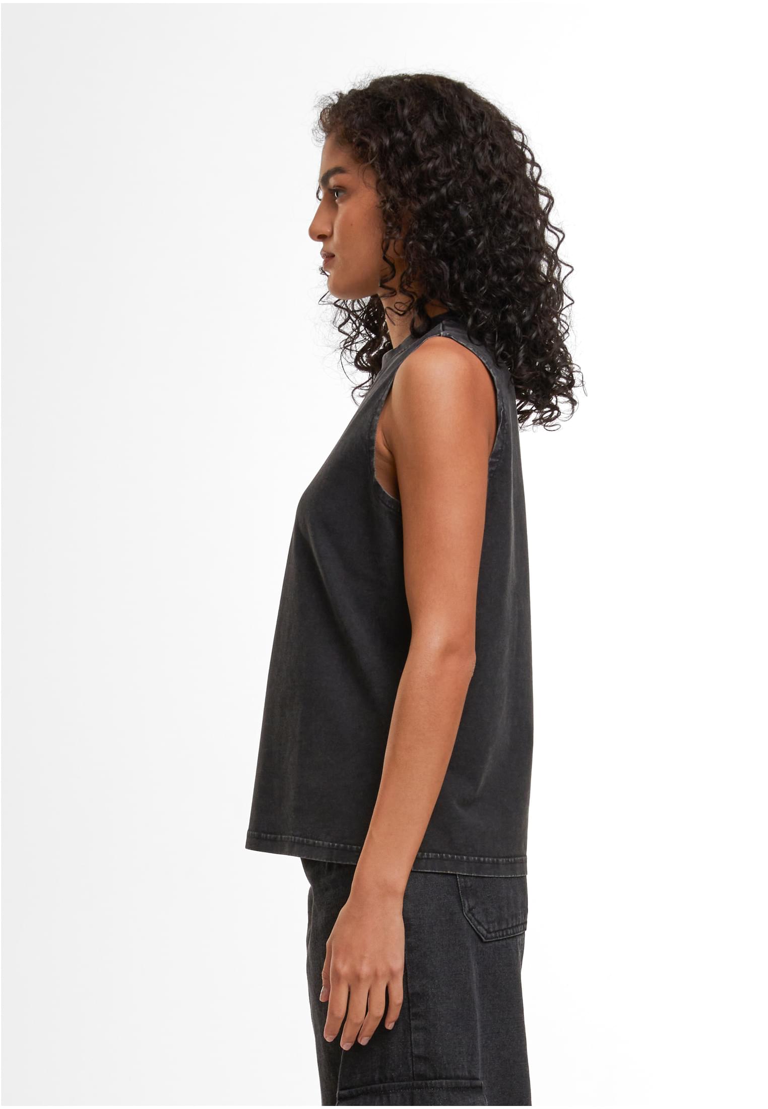 Ladies Vintage Washed Sleeveless Tee black | black