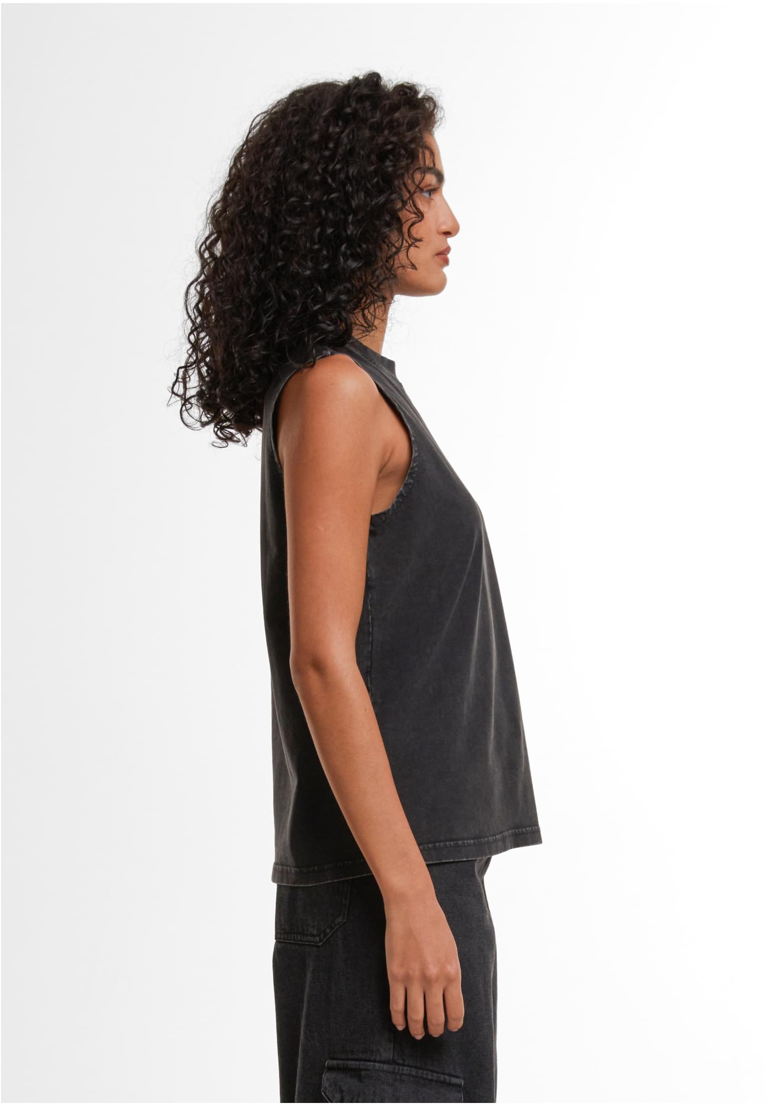 Ladies Vintage Washed Sleeveless Tee black | black