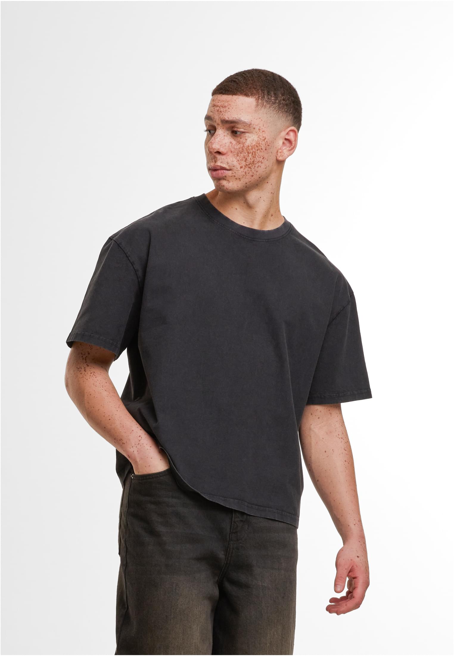 Vintage Cropped Heavy Oversize Tee black | black