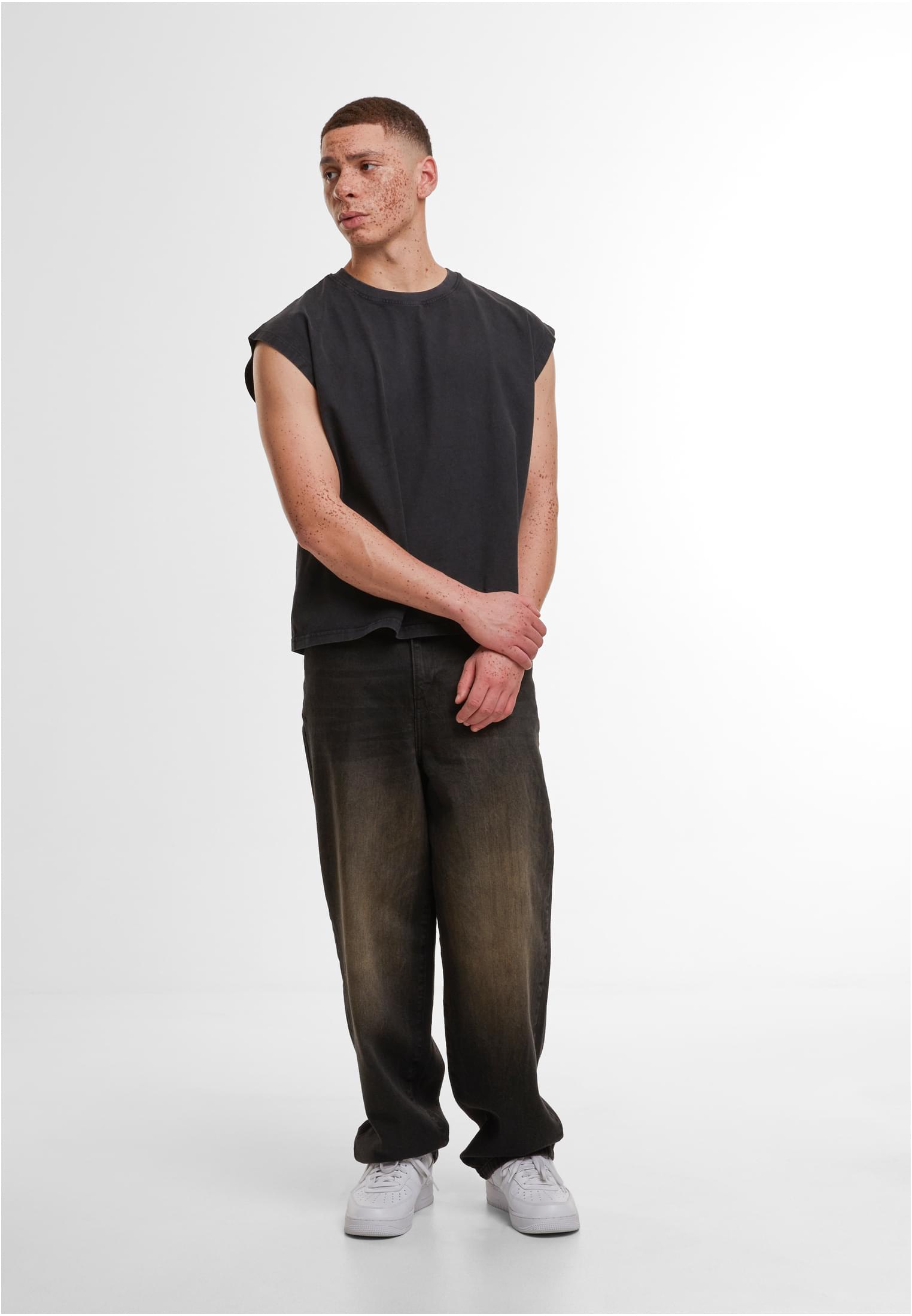 Vintage Cropped Heavy Sleeveless Tee black | black