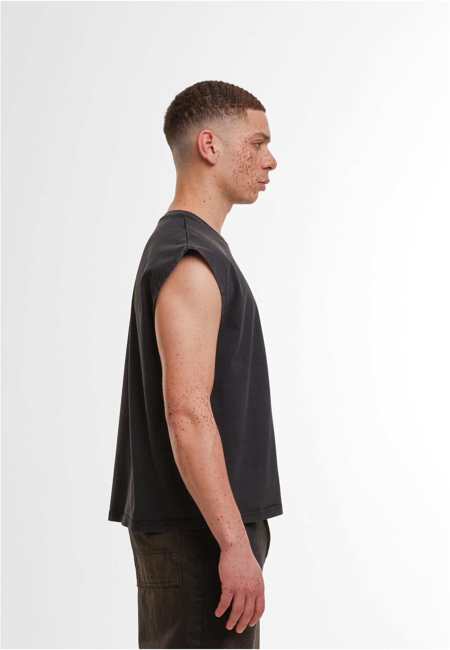 Vintage Cropped Heavy Sleeveless Tee black | black