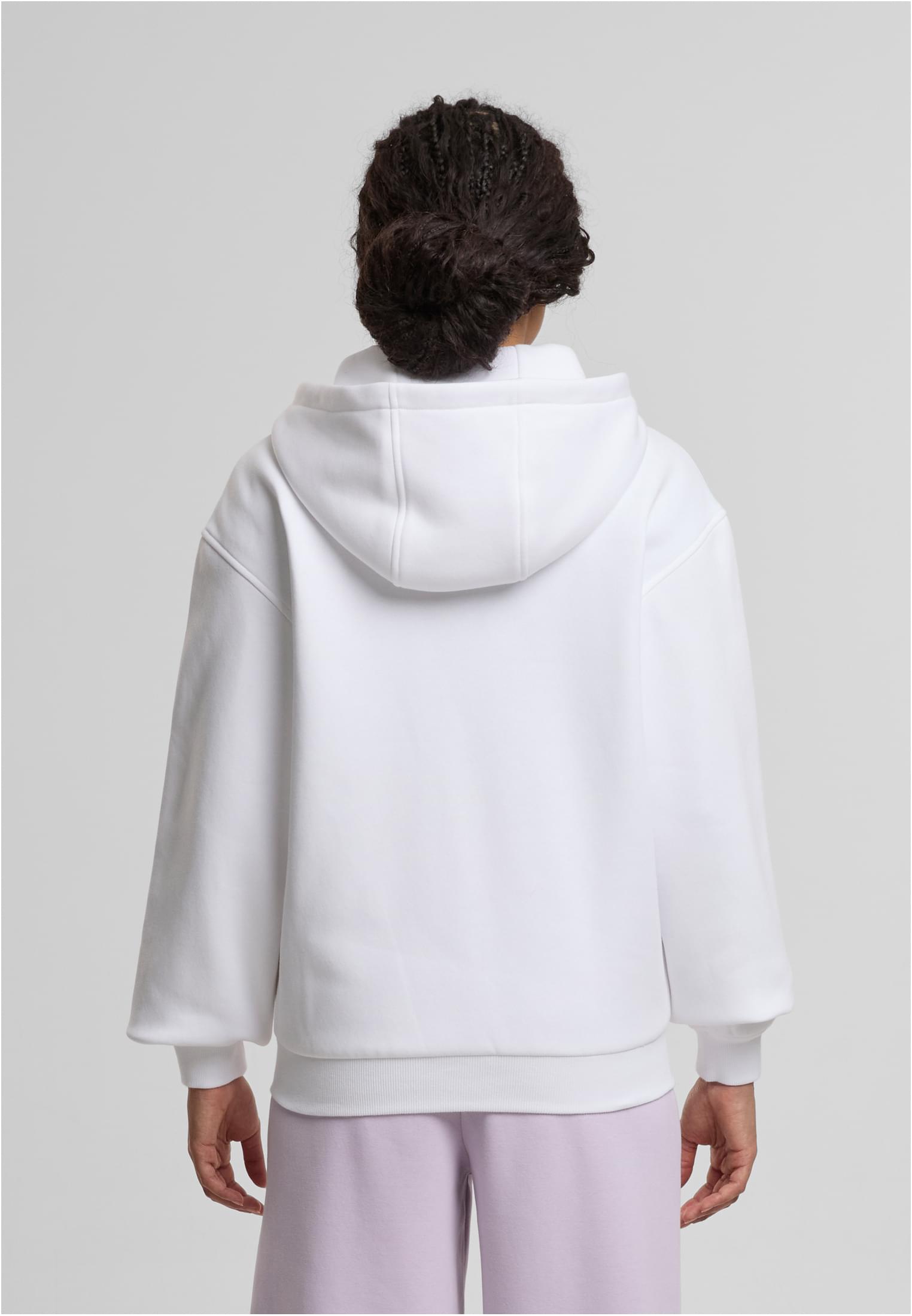 Ladies Loose Fit Zip Hoody white | white
