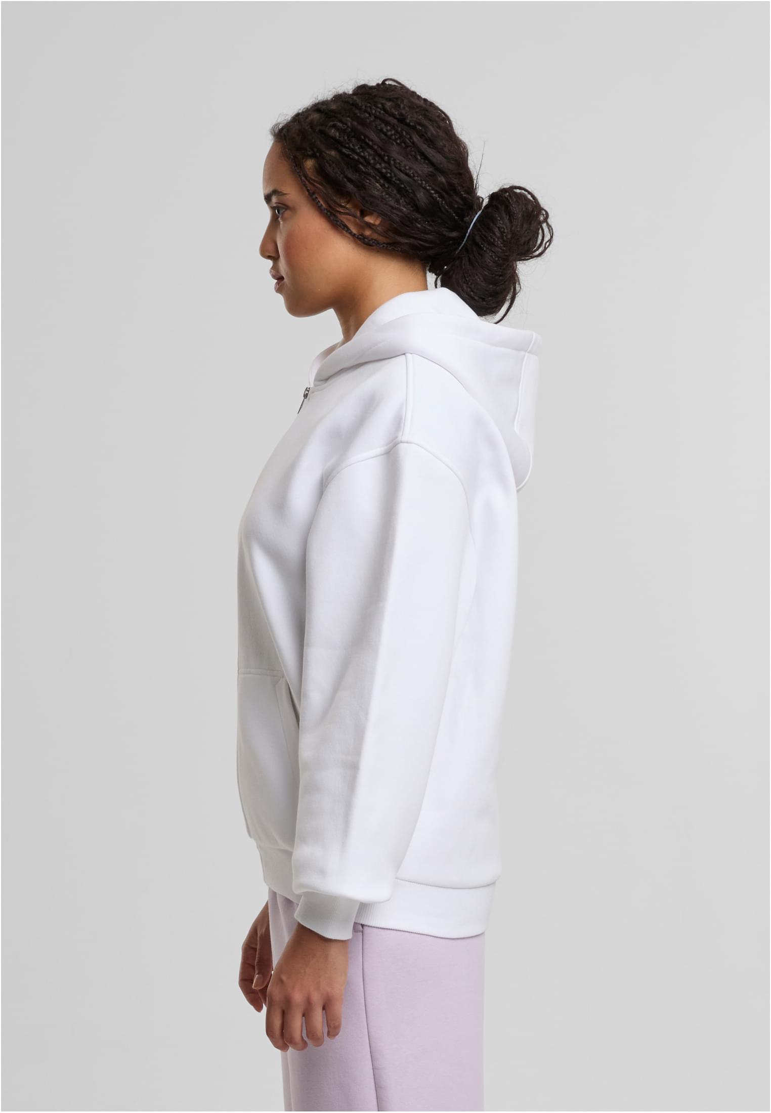 Ladies Loose Fit Zip Hoody white | white